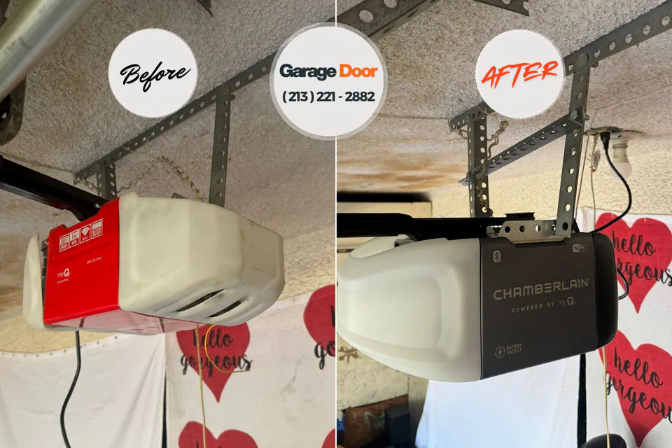 Before and after: garage door repair Breckenridge, MI